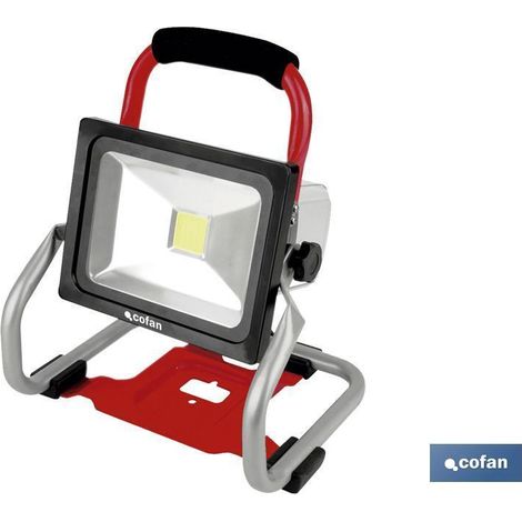 Foco led portátil 20w 1800 lm 18v con batería de litio y 3 intensidades de luz