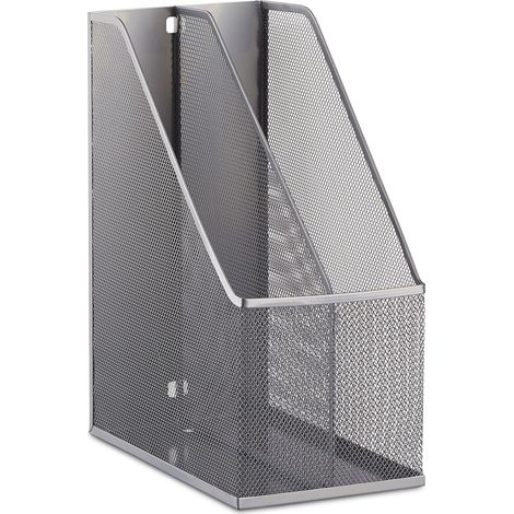 Portariviste 2 scomparti ufficio design lineare 31,5 x 14,3 x 25 cm in metallo nero 130005354
