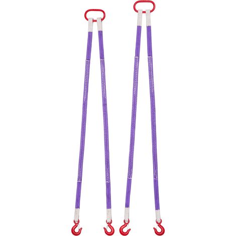 Élingue Sangle de Levage à 2 Brins Polyester avec Crochets, 1,5 m, Lot de 2, Capacité 2 t, Sangles de Levage Robustes Résistantes à l'Usure pour Chantier de Construction, Usines, Quais, Ferme (1/5)