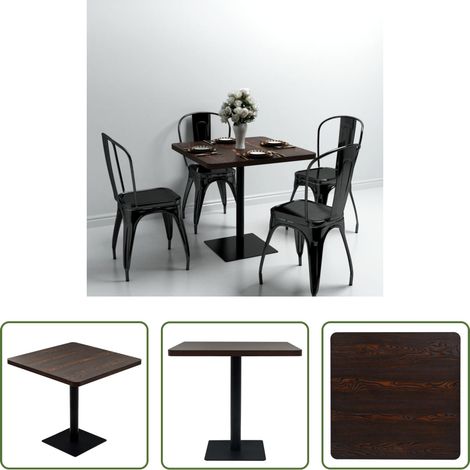 Table de restaurant - Table de bistro MDF et acier Carré 80 x 80 x 75 cm Frêne foncé (1/5)