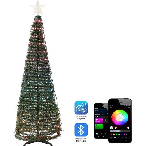 Árbol de Navidad LED con temporizador e interruptor verde 188 cm Saarloq (1/5)