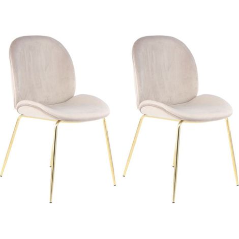 Lot de 2 Chaises Design "Charlize" 90cm Beige & Or (1/4)