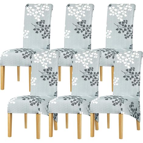 Housse de chaise XL à dossier haut, extensible, imprimée, lot de 6 (1/4)