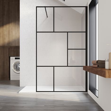 SONNI 120x200cm Mampara de Ducha Cabinas de Ducha 8mm Walk in Shower Negro NANO Vidrio Real (1/5)