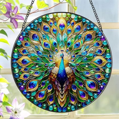 Attrape-soleil en vitrail 9 cm – Déco intérieure suspendue pour fenêtre et mur, idée cadeau anniversaire (1/4)