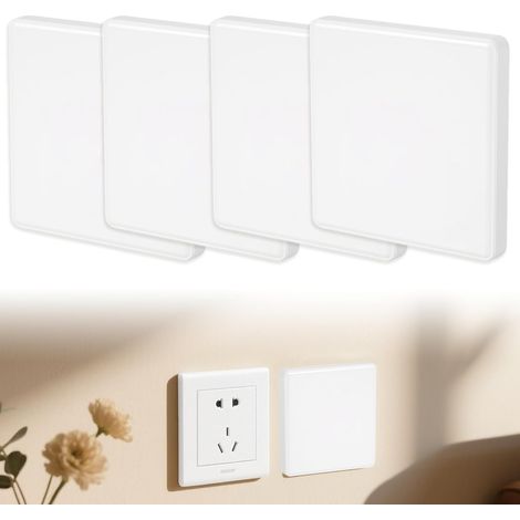 Saitou Home 4 Pieces Blind Cover Socket Square Aus vergilbt beständigem kratzfestem PC, 86 × 86 MM, Passgenau Lichtschalter Abdeckungen für Wohnzimmer Schlafzimmer und Büro