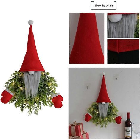 Couronne de Noël LED décorative pour porte d'entrée avec pin artificiel (1/4)