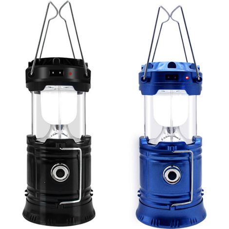 Lampe de tente multifonctionnelle, lampe télescopique portable, idéale pour le camping, bleue et noire (1/5)