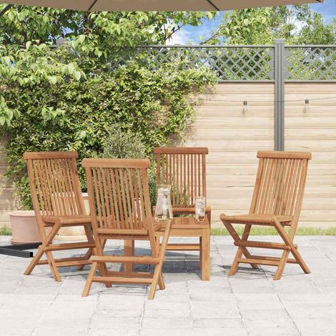 vidaXL Sillas plegables (4 unidades) para jardín y exteriores, de madera de teca. (1/5)