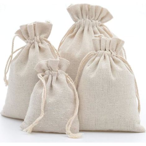 25 petits sacs en tissu, sacs en coton 13x18cm, sacs en jute, sacs en tissu à cordon, sacs en tissu, sacs cadeaux pour bijoux, sachets de thé réutilisables (1/4)