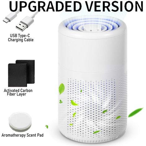 Purificateur d'air portable pour la maison + coton au charbon actif + pastilles d'aromathérapie, purificateur d'air pour chambre et bureau (1/5)