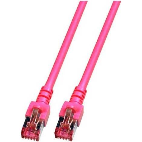 EFB Elektronik K5519.0,5 RJ45 Câble réseau, câble patch CAT 6 S/FTP 0.50 m magenta ignifuge, sans halogène, avec cliquet d'encastrement, contacts D696881 (1/5)
