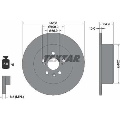 Lot de 2 Disques de frein Textar 92135903 TOYOTA 4243120430