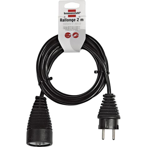 Rallonge électrique 2m H05VV-F 3G1,0 noir - 1165011 - Brennenstuhl