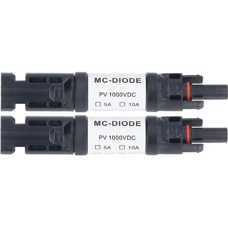 MC‑D Lot de 2 Pièces de Connecteur PV Solaire 1000 V Diode Anti-retour Intégrée IP68 étanche pour Connexion Panneau Solaire(20A) (1/4)