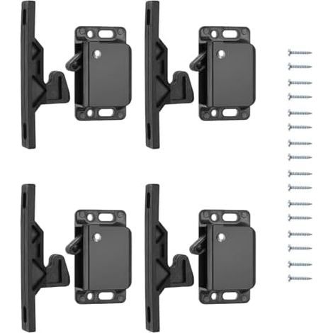 4 PCS loquets de porte d'armoire Loquets tiroir, loquet à pousser pour fermer accessoires Loquet passivé en plastique camping-car caravane placards portes coulissantes maison cuisine - (1/5)