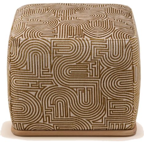 Pouf en Bois et chenille bicolore Klark ARNEL (1/4)