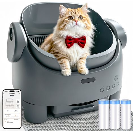 Bac à Litière Automatique pour Chat, Litière Autonettoyante 11L, Contrôle par Application WiFi 2,4 GHz, Nettoyage Automatique, Système Anti-Odeurs, Capteurs de Sécurité, Mode Silencieux, pour 1 à 3 Ch