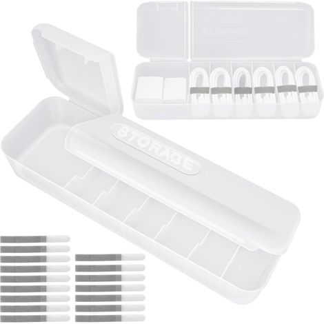2Pcs Boîte de Rangement Câbles avec Couvercle, Protection Anti-Enchevêtrement des Câbles de Charge, avec 7 Compartiments et 16 Attaches de câble, pour Le Stockage de Bureau, Maison (1/5)