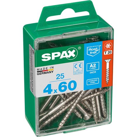 Caja 25 unid. tornillo madera spax cabeza plana inox a2 4,0x60mm spax (1/3)