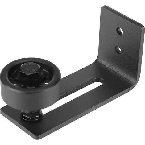 Verstellbare Bodenschiene aus Kohlenstoffstahl für Scheunentüren, Wand- und Bodenführungsset, Schiebetürbeschläge, 2-teilig, schwarz (1/5)