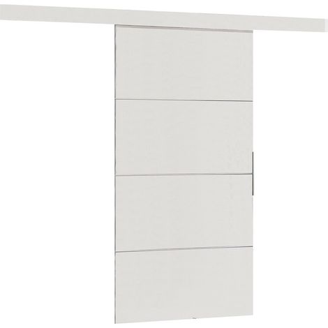 Mirjan24 – Porte coulissante 106 x 205 cm – Stratifié blanc – Rails en aluminium – Mécanisme de fermeture silencieux – Installation flexible (1/3)