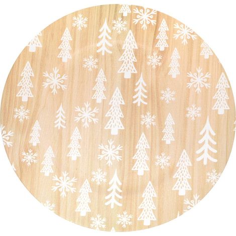 Assiette de présentation D.33cm effet bois décor sapins blancs - Atmosphera créateur d'intérieur