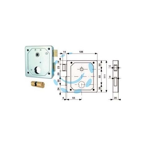 SERRAT. APPLIC. CANCELLI 2 MAND. E SCR. SEP. + QUADRO CIL. TONDO 437 - mm.55 -cil. tondo ø mm.26x78 (27x51) (437.55.8)