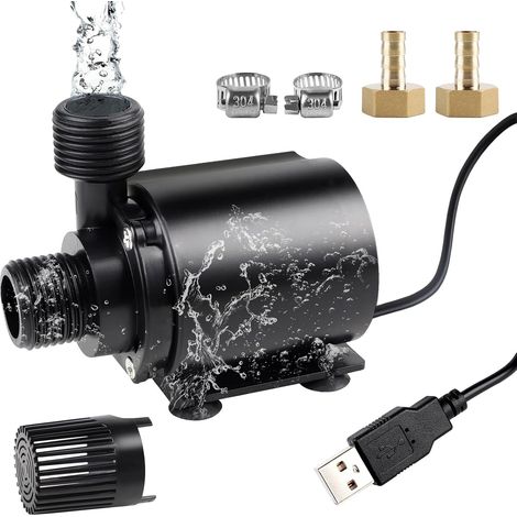 Mini Pompe à Eau USB 500L/H 4W Pour Aquarium - Submersible Ultra Silencieuse Avec Câble de 1,8m et 2 Buses en Laiton (1/5)