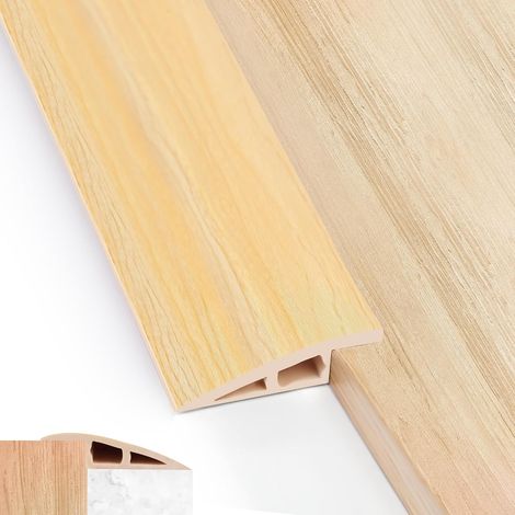 Striscia adesiva in PVC da 1 m per soglia porta, strisce di transizione per pavimento Rampa per soglia, pendenza per soglia, 10 mm, per altezze da 7 a 10 mm (2 pezzi, effetto legno) (1/5)