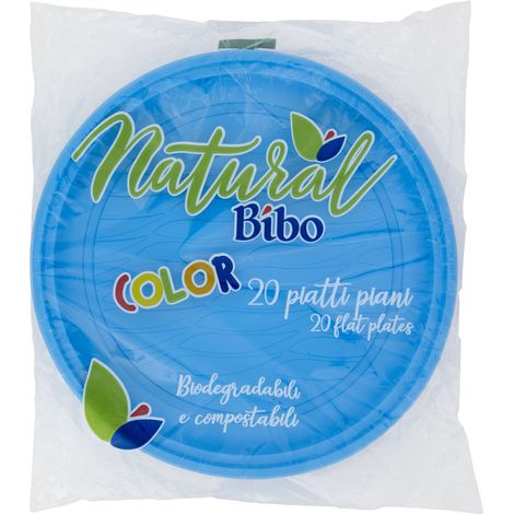 MAURY'S PIATTI PIANI BIOPLASTIC DIAMETRO 21.5 CM 20 PEZZI IN COLORAZIONE AZZURRA (1/5)