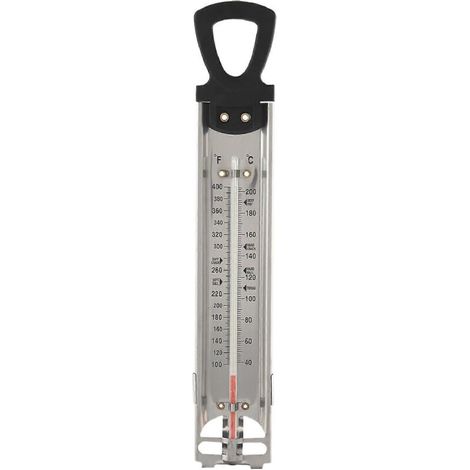 Thermomètre pour confiseries, gelées et fritures, en acier inoxydable, avec pince de fixation et guide de température de référence rapide (1/5)