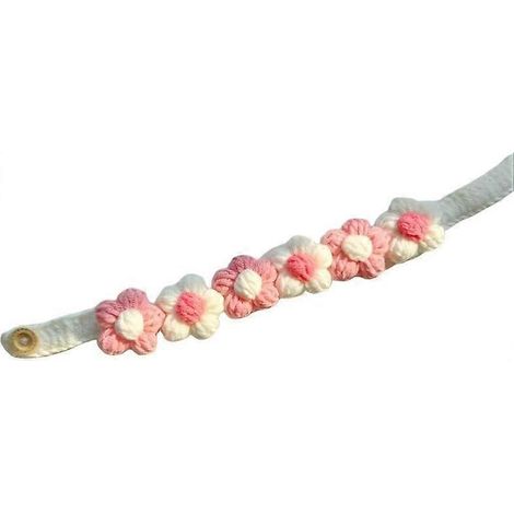 Collier fleuri 3D en laine faite main pour animaux de compagnie ajustable 6 fleurs 20-30 cm série rose et blanche pour chats chatons et petits chiens (1/5)