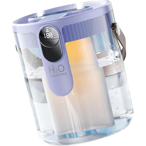 Humidificador - Tres boquillas Recargable por USB - Luz nocturna integrada Apto para oficina y uso en interiores (Morado, 1 unidad)