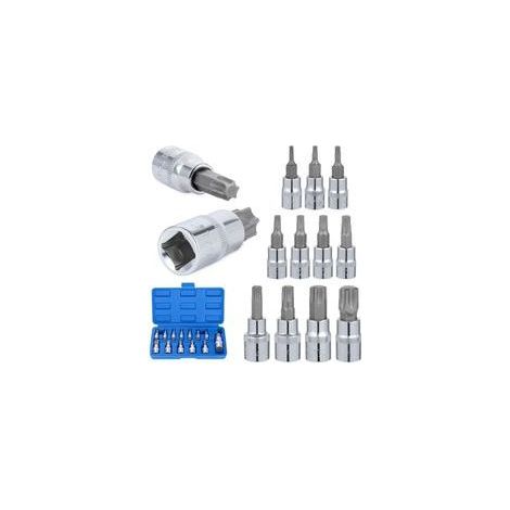 13 Pcs Coffret clés à douille Torx,T8 - T70 Jeu de Douilles à Embouts,Douilles Torx Femelle,Torx Bit Socket Set,Acier au Chrome Vanadium 1/4\ (1/5)