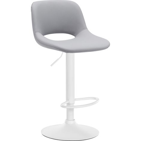 Sgabello da bar seggiolone x1 con poggiapiedi in PVC grigio con base in metallo bianco 100004587