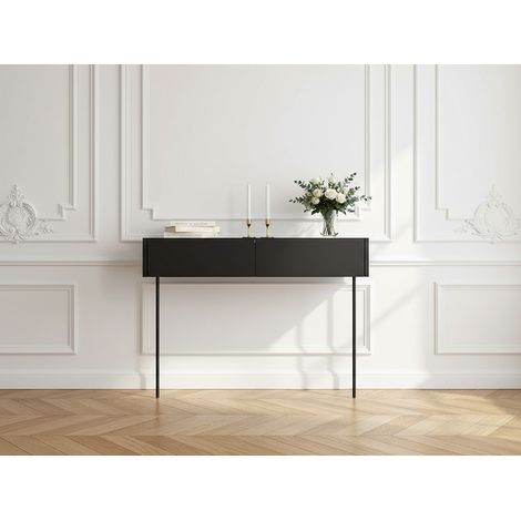 BOBOCHIC - Console suspendue 2 tiroirs 100 cm ATLAS Noir (1/5)