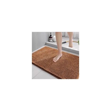 Tappetino da bagno color caffè, 40x60 cm, in ciniglia morbidissima, altamente assorbente, lavabile in lavatrice, adatto per pavimenti del bagno, 1 pezzo. - Crezuo