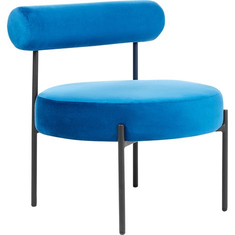 Sillón de terciopelo azul marino negro sin reposabrazos metal Alpha
