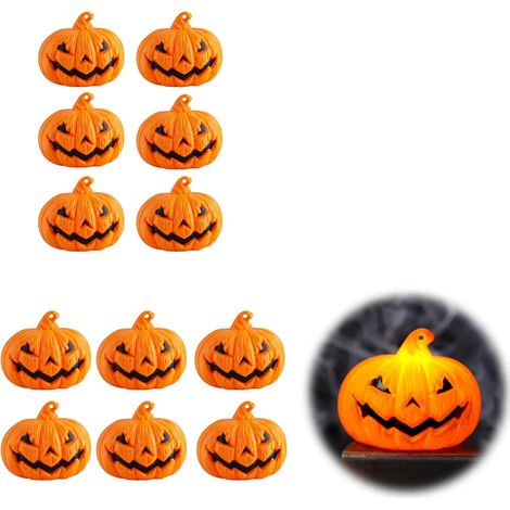 Halloween-Dekoration, 12 Bougie Chauffe Plat LED Halloween Citrouille, LED Citrouille-Leuchten mit Batterie, Dekoration Halloween Citrouille (1/4)