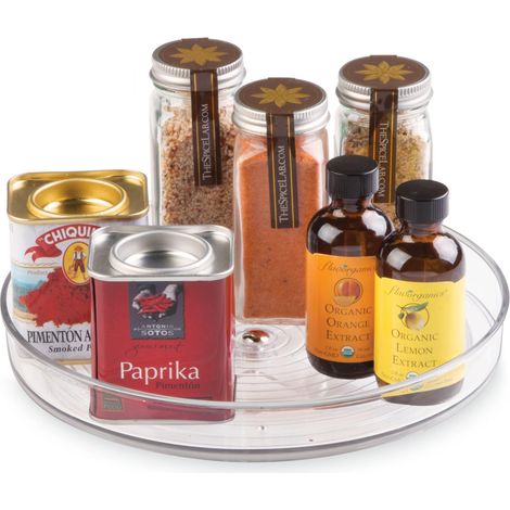 plateau tournant, petit plateau pivotant en plastique sans BPA pour épices et ingrédients de cuisine, socle tournant pour le placard, transparent, 23 cm (1/5)