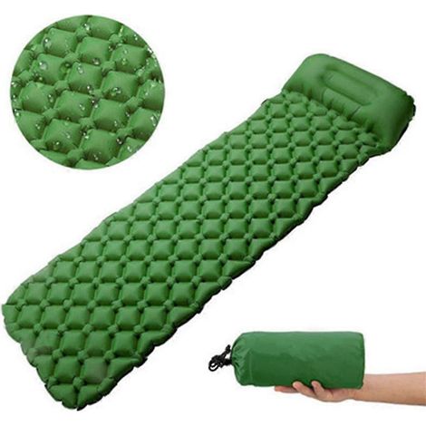 Matelas de camping gonflable ultraléger avec oreiller intégré (vert) (1/5)