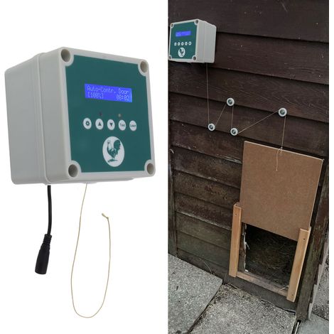 Contrôleur de porte de poulailler à télécommande avec détection de temps, IP44, ouvre-porte de cage à poules, contrôleur d'ouverture de porte automatique trois-en-un pour l'élevage de volailles, 100-2 (1/5)
