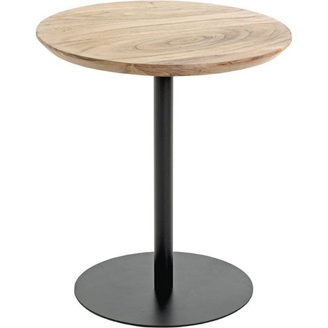 Table d'appoint ronde coloris chêne naturel et pied en métal Noir - diamètre 40 x Hauteur 45 cm (1/5)