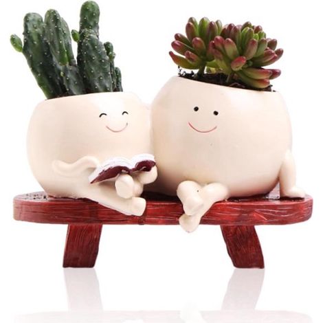 Niedlicher Blumentopf mit Smiley-Gesicht für drinnen und draußen, Sukkulenten mit Abflussloch, Geschenkideen für Mütter. (1/5)