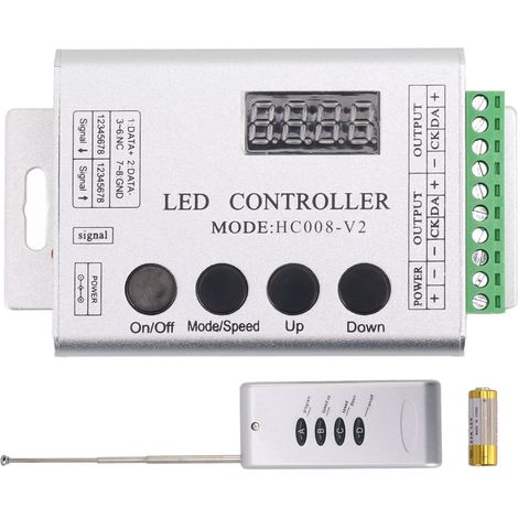 Contrôleur LED RGB à signal SPI pour bande lumineuse, compatible avec les modèles 6803, 1903, WS2811 et WS2812B, 5 V-24 V. (1/4)