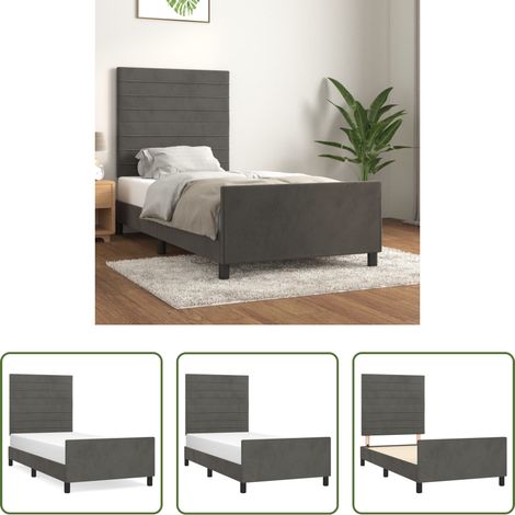 Kopfteil - Bettgestell ohne Matratze Dunkelgrau 90x200 cm Samt (1/5)