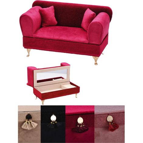 1 Pezzo Portagioie Divano Sofa' in Velluto 23,5 x 9,5 x 12,5 cm 4 Colori (1/2)