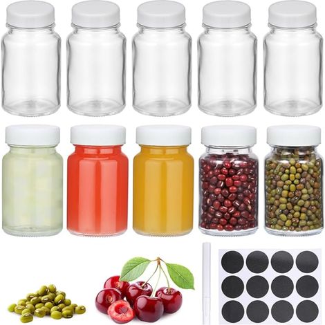 Glass Bottle Small Bottles Juice Shot Mini (White Lid) (1/5)