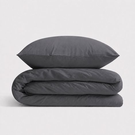 Juego de ropa de cama infantil de algodón, 2 piezas, funda de almohada 60x40 y funda nórdica 120x90 - antracita (1/5)